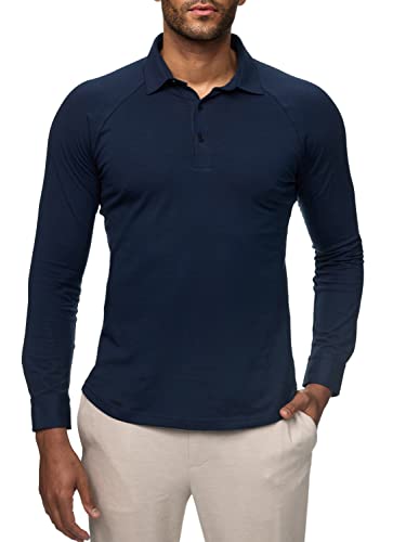 ELDO COLLECTION® Herren Slim Fit Poloshirt Jersey figurbetont (as3, Alpha, x_l, Regular, Regular, Navy Blue) von ELDO COLLECTION