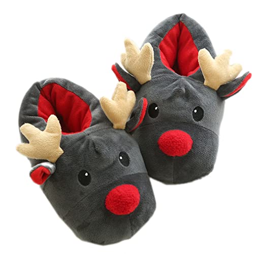 ELE GENS Damen Herren Weihnachtshausschuhe Hausschuhe Pantoffeln Slipper Hauspantoffeln Weihnachten Winter (39-42, A) von ELE GENS