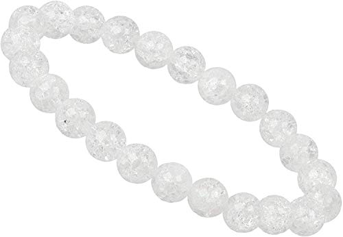 ELEDORO Handgefertigtes Edelstein Perlen Stretch Armband - Echte Steine 8mm (Bergkristall crashed) von ELEDORO