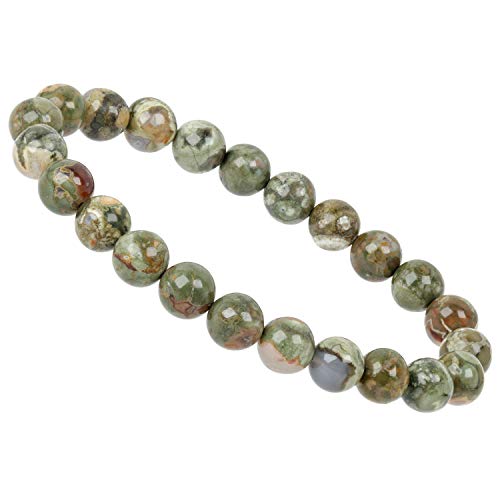 ELEDORO Damen-Armband Stretch aus Edelstein Perlen 8 mm 17-18 cm mit Rhyolith von ELEDORO