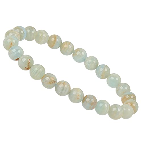 ELEDORO Handgefertigtes Edelstein Perlen Stretch Armband - Echte Steine 8mm (Aragonit blau) von ELEDORO