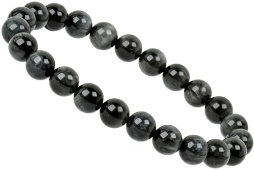 ELEDORO Echter Quarz-Katzenauge Edelstein Stretch Perlen Armband 8mm: Klassische Eleganz für stilvolle Akzente! von ELEDORO