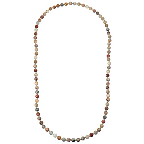 ELEDORO Edelstein Perlenkette Collier endlos geknotet 8mm 80cm lang Crazy Lace Achat von ELEDORO