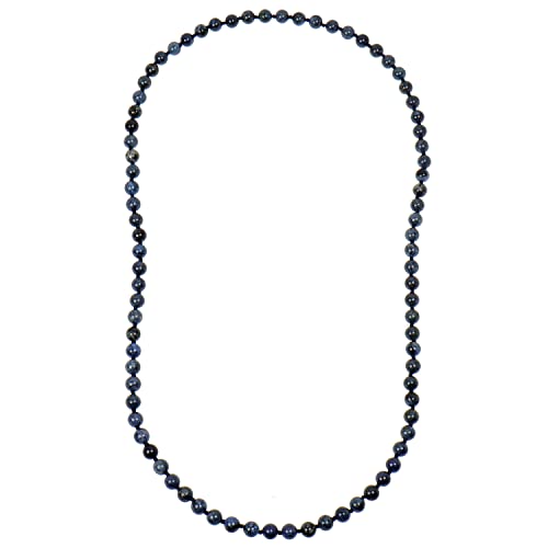 ELEDORO Edelstein Perlenkette Collier endlos geknotet 8mm 80cm lang Dumortierit von ELEDORO