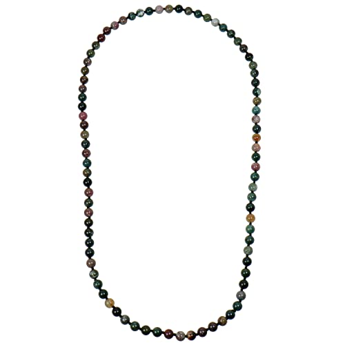 ELEDORO Edelstein Perlenkette Collier endlos geknotet 8mm 80cm lang Fancy Jaspis von ELEDORO