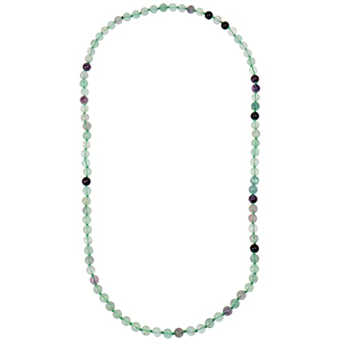 ELEDORO Edelstein Perlenkette Collier endlos geknotet 8mm 80cm lang Fluorit von ELEDORO