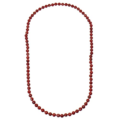 ELEDORO Edelstein Perlenkette Collier endlos geknotet 8mm 80cm lang Jaspis rot von ELEDORO