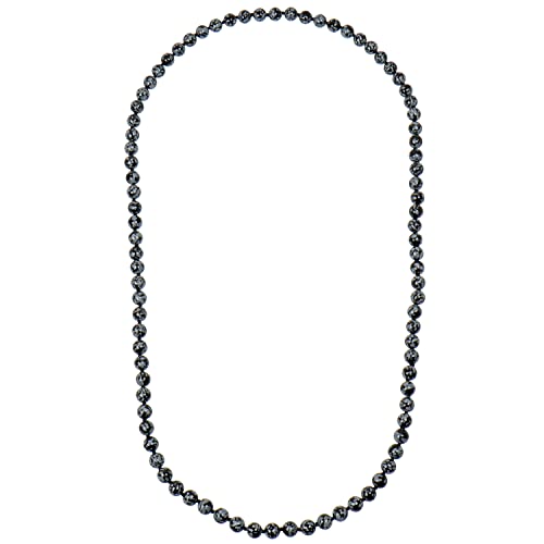 ELEDORO Edelstein Perlenkette Collier endlos geknotet 8mm 80cm lang Schneeflocken Obsidian von ELEDORO