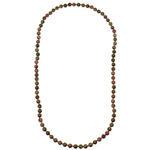 ELEDORO Edelstein Perlenkette Collier endlos geknotet 8mm 80cm lang Unakit von ELEDORO