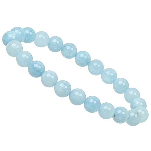 ELEDORO Handgefertigtes Edelstein Perlen Stretch Armband - Echte Steine 8mm (Aquamarin) von ELEDORO
