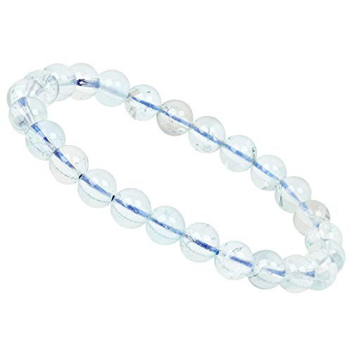 ELEDORO Handgefertigtes Edelstein Perlen Stretch Armband - Echte Steine 8mm (Blautopas AAA-Grade) von ELEDORO