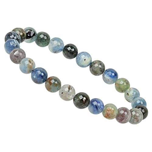 ELEDORO Handgefertigtes Edelstein Perlen Stretch Armband - Echte Steine 8mm (Kyanit blau grün) von ELEDORO