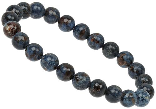 ELEDORO Handgefertigtes Edelstein Perlen Stretch Armband - Echte Steine 8mm (Scorzalit-Spinell mit Muskovit) von ELEDORO