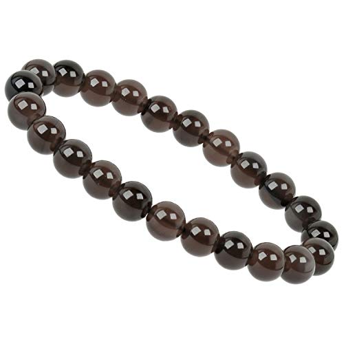 ELEDORO Handgefertigtes Edelstein Perlen Stretch Armband - Echte Steine 8mm (Silberglanz Obsidian) von ELEDORO