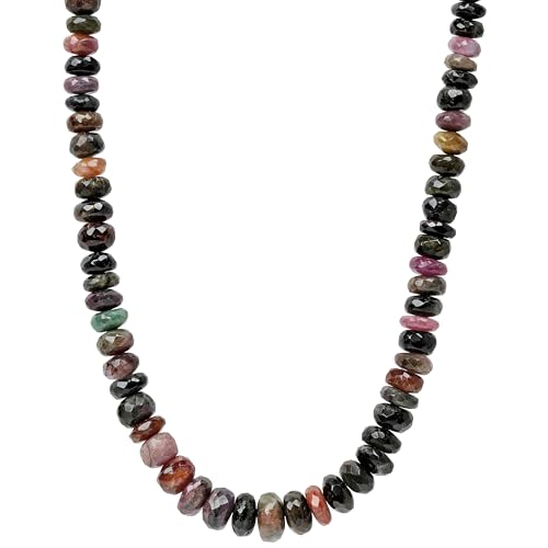 ELEDORO echter Multicolor Turmalin Halskette Collier für Damen aus Silber 925 Magnetschließe 48cm lang von ELEDORO