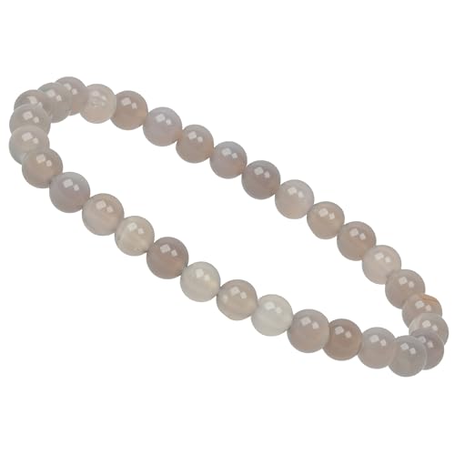 ELEDORO Stretch Armband aus echten Edelstein-Perlen (6mm) – Perlenarmband für stilvolle Eleganz (Achat natur) von ELEDORO