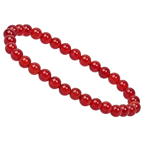 ELEDORO Stretch Armband aus echten Edelstein-Perlen (6mm) – Perlenarmband für stilvolle Eleganz (Achat rot) von ELEDORO