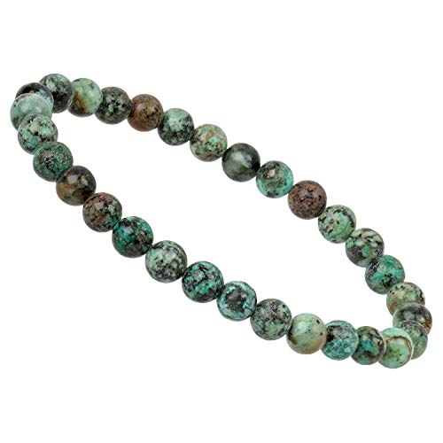ELEDORO Stretch Armband aus echten Edelstein-Perlen (6mm) – Perlenarmband für stilvolle Eleganz (Afrikanischer Türkis) von ELEDORO