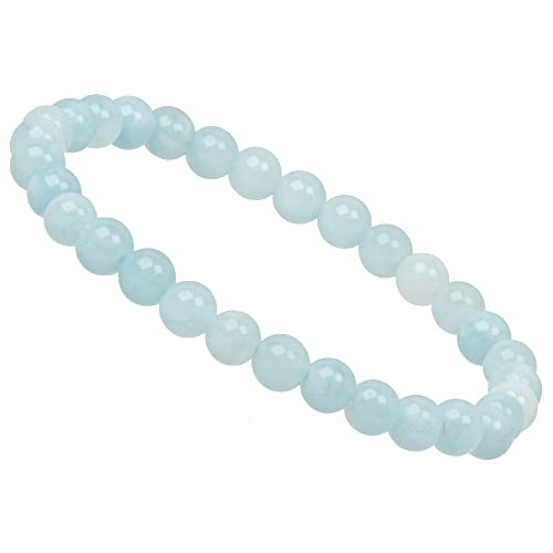 ELEDORO Stretch Armband aus echten Edelstein-Perlen (6mm) – Perlenarmband für stilvolle Eleganz (Aquamarin) von ELEDORO
