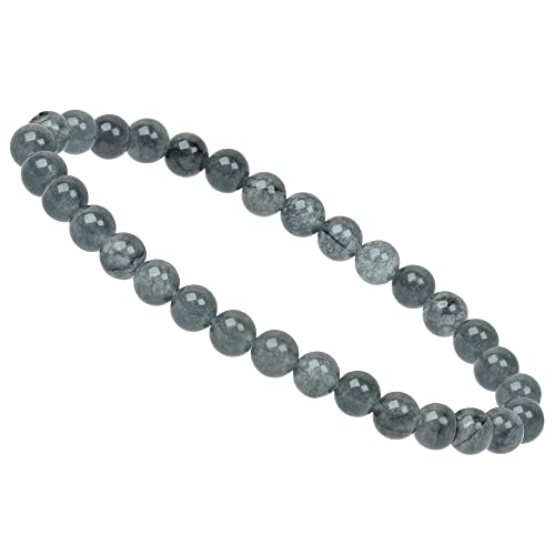 ELEDORO PowerBead Armband mit Edelstein Perlen 6mm Fluorit grau von ELEDORO