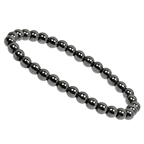 ELEDORO Stretch Armband aus echten Edelstein-Perlen (6mm) – Perlenarmband für stilvolle Eleganz (Hämatit) von ELEDORO