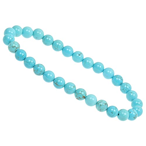 ELEDORO Stretch Armband aus echten Edelstein-Perlen (6mm) – Perlenarmband für stilvolle Eleganz (Howlith blau) von ELEDORO