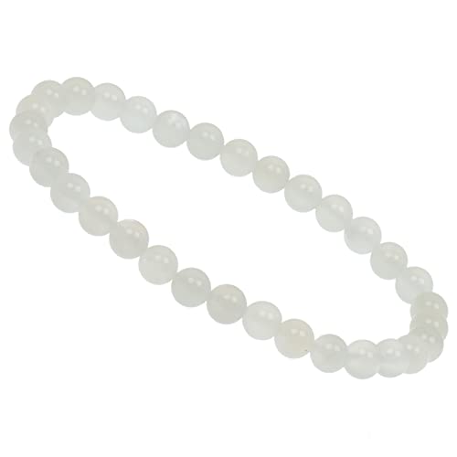 ELEDORO Stretch Armband aus echten Edelstein-Perlen (6mm) – Perlenarmband für stilvolle Eleganz (Mondstein weiß) von ELEDORO