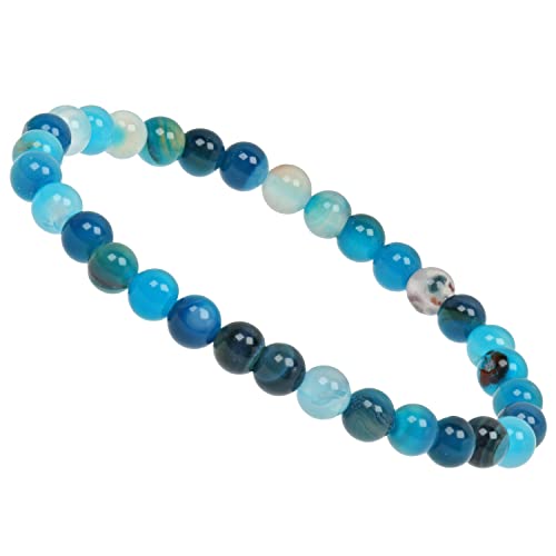 ELEDORO Stretch Armband aus echten Edelstein-Perlen (6mm) – Perlenarmband für stilvolle Eleganz (Streifen Achat blau) ELEDORO Stretch Armband aus echten Edelstein-Perlen (6mm) – Perlenarmband für stilvolle Eleganz (Streifen Achat blau) von ELEDORO