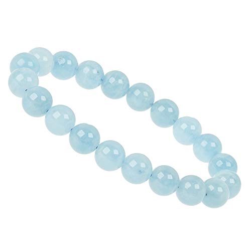 ELEDORO Stretch Armband aus echten Edelsteinen-Perlen 10mm: für Energie und Harmonie (Aquamarin AA-Grade) von ELEDORO