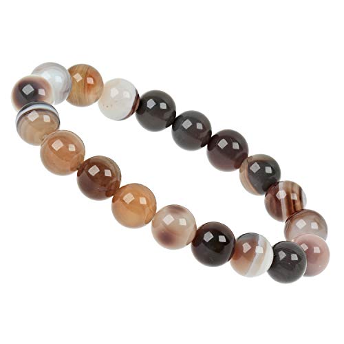ELEDORO Stretch Armband aus echten Edelsteinen-Perlen 10mm: für Energie und Harmonie (Botswana Achat) von ELEDORO