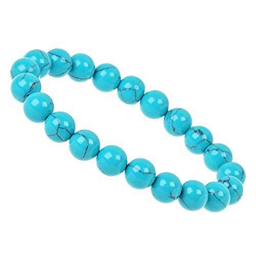 ELEDORO PowerBead Damen-Armband Stretch aus Edelstein Perlen 10mm Howlith blau von ELEDORO