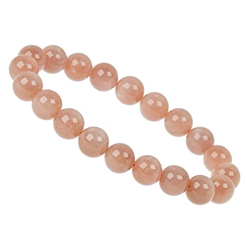 ELEDORO PowerBead Damen-Armband Stretch aus Edelstein Perlen 10mm Mondstein rosa von ELEDORO