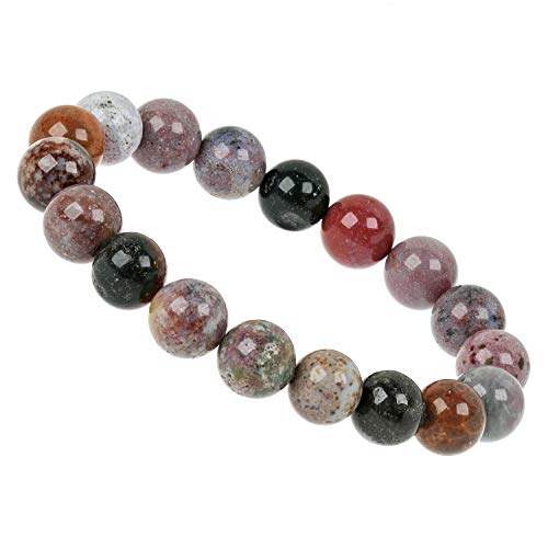 ELEDORO Stretch Armband aus echten Edelsteinen-Perlen 10mm: für Energie und Harmonie (Ozean Jaspis) von ELEDORO