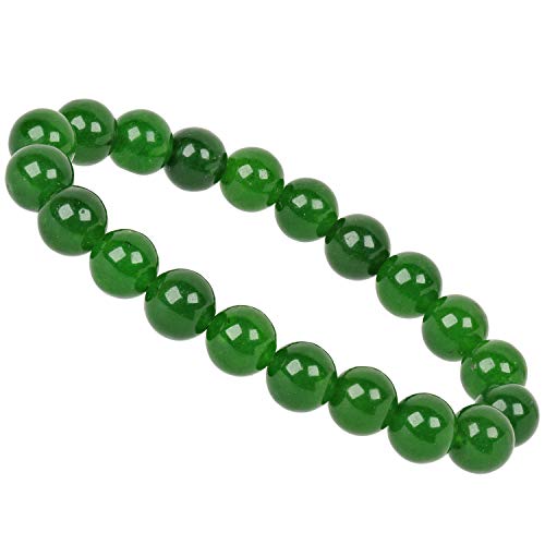 ELEDORO Stretch Armband aus echten Edelsteinen-Perlen 10mm: für Energie und Harmonie (Nephrit Jade) von ELEDORO