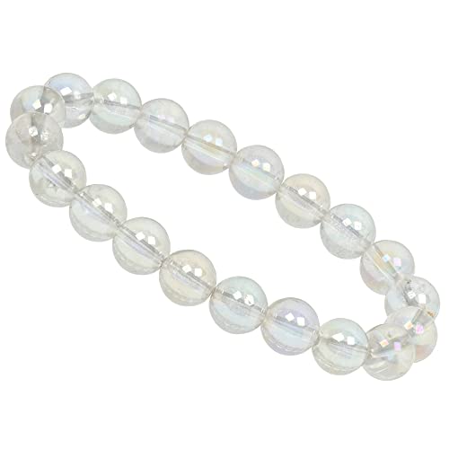 ELEDORO PowerBead Damen-Armband Stretch aus Edelstein Perlen 6 mm mit Angel Aura Bergkristall (6mm) von ELEDORO