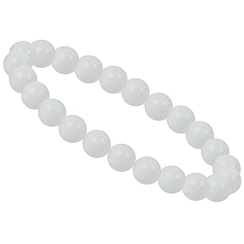ELEDORO echtes Edelstein Perlen Armband - Natürliche Chakra Power Steine, Stretch Design, 8mm (Achat schneeweiß) von ELEDORO