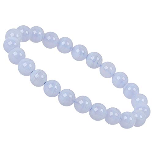 ELEDORO Handgefertigtes Edelstein Perlen Stretch Armband - Echte Steine 8mm (Chalcedon) von ELEDORO