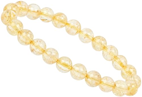 ELEDORO Handgefertigtes Edelstein Perlen Stretch Armband - Echte Steine 8mm (Citrin goldgelb) von ELEDORO