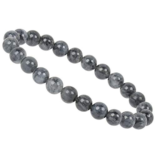ELEDORO echtes Edelstein Perlen Armband - Natürliche Chakra Power Steine, Stretch Design, 8mm (Fluorit grau) von ELEDORO