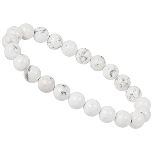 ELEDORO PowerBead Damen-Armband Stretch aus Edelstein Perlen 8mm mit Magnesit weiß von ELEDORO