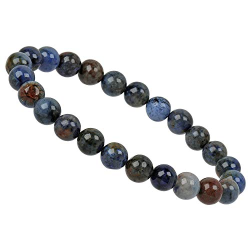 ELEDORO Handgefertigtes Edelstein Perlen Stretch Armband - Echte Steine 8mm (Dumortierit AAA-Grade) von ELEDORO