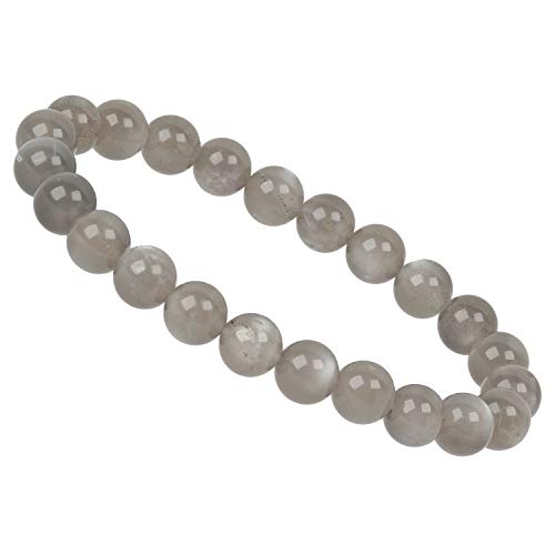 ELEDORO PowerBead Damen-Armband Stretch aus Edelstein Perlen 8 mm Mondstein grau von ELEDORO