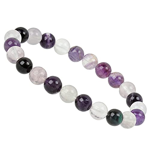 ELEDORO Handgefertigtes Edelstein Perlen Stretch Armband - Echte Steine 8mm (Rainbow Fluorit) von ELEDORO