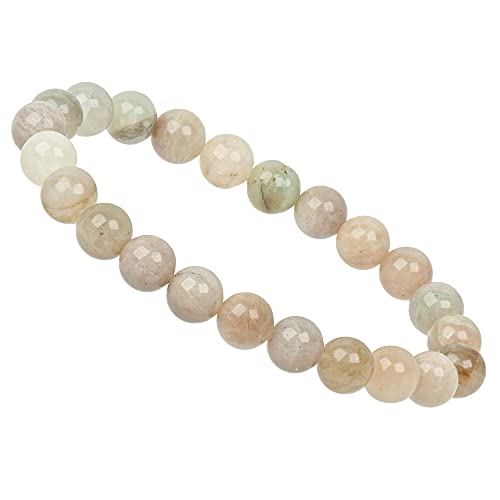 ELEDORO Handgefertigtes Edelstein Perlen Stretch Armband - Echte Steine 8mm (grüner Mondstein) von ELEDORO
