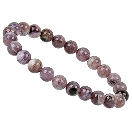ELEDORO Handgefertigtes Edelstein Perlen Stretch Armband - Echte Steine 8mm (Charoit) von ELEDORO