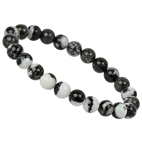 ELEDORO echtes Edelstein Perlen Armband - Natürliche Chakra Power Steine, Stretch Design, 8mm (Panda Jaspis) von ELEDORO