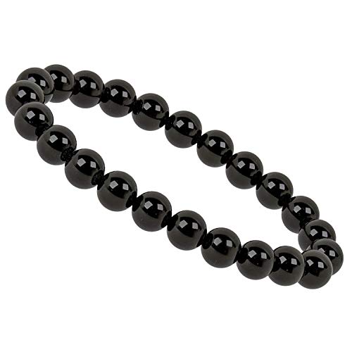 ELEDORO PowerBead Damen-Armband Stretch aus Edelstein Perlen 8mm Gagat/Jet von ELEDORO