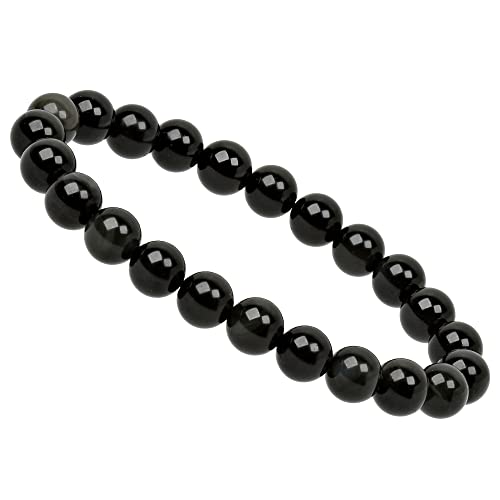 ELEDORO PowerBead Damen-Armband Stretch aus Edelstein Perlen 8mm Obsidian von ELEDORO