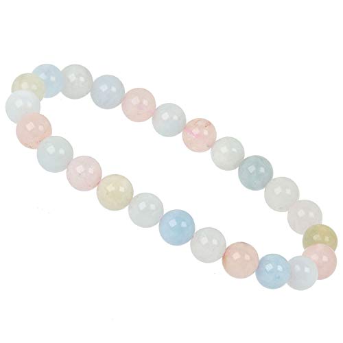 ELEDORO Handgefertigtes Edelstein Perlen Stretch Armband - Echte Steine 8mm (Beryll pastellfarbend) von ELEDORO