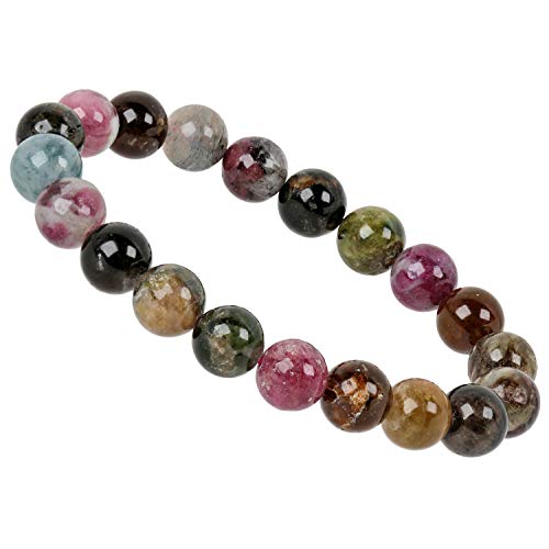 ELEDORO PowerBead Damen-Armband Stretch aus Edelstein Perlen 9-10mm mit Turmalin Multicolor von ELEDORO